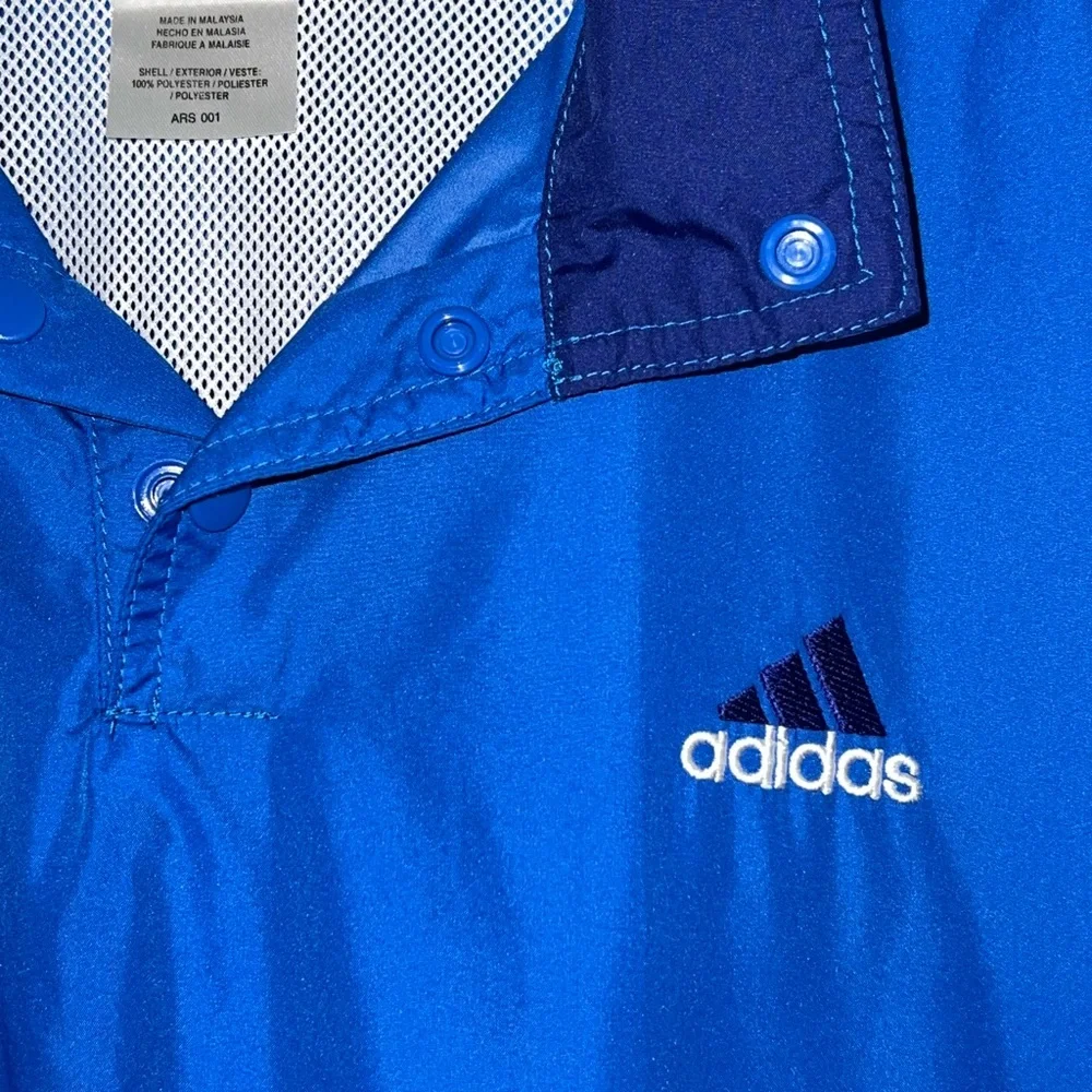 Adidas Men’s Vintage Blue Pullover Windbreaker Jacket Size M Pockets Vented